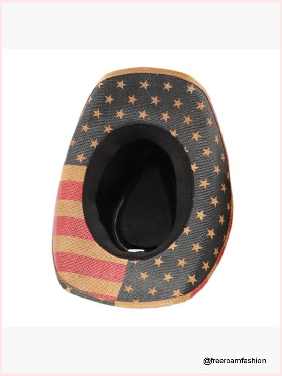Unisex Straw Cowboy Hat Wide Brim Fedora Sun Hat main image 4